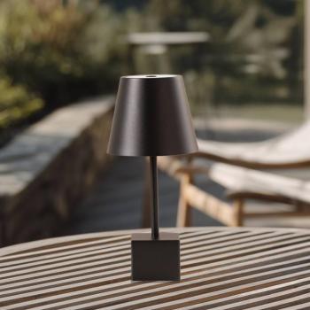 Lindby LED-es újratölthető asztali lámpa Janea CUBE, fekete, fém kép