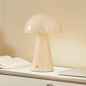 Lindby Nevijo LED tölthető asztali világítás, bézs, Ø20 cm, USB, kép