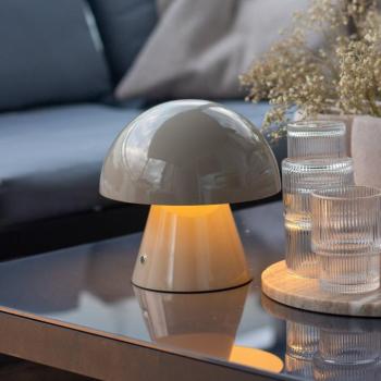 Lindby Nevijo LED tölthető asztali világítás, szürke, Ø18 cm, USB, kép
