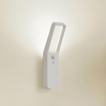 Lindby LED-es újratölthető fali lámpa Taska, fehér, műanyag, érzékelős, kép