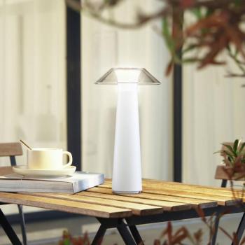 Lindby LED-es újratölthető kültéri asztali lámpa Gomba, fehér, kép