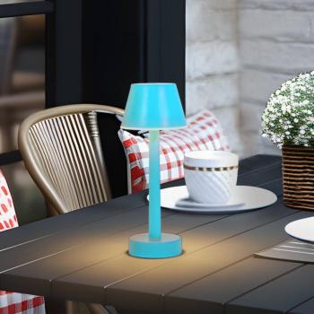 Lindby LED-es újratölthető lámpa Gaja, kék, USB, IP44, RGBW, dimmelhető kép