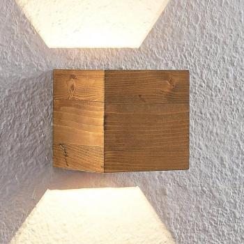 Lindby LED fali lámpa Benicio, 11 cm, szögletes, fa kép