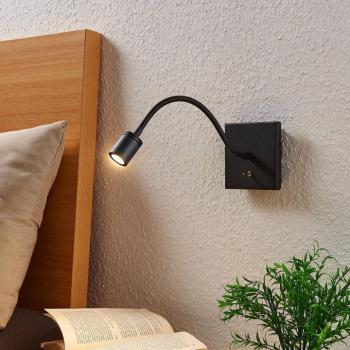 Lindby LED fali lámpa Mayar, 2db, fekete, olvasólámpa, 11 cm, olvasólámpa, 11 cm kép