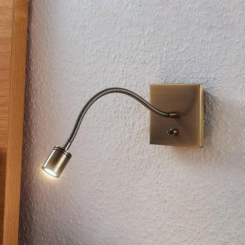 Lindby LED fali lámpa Mayar, sárgaréz, fém, olvasólámpa, 11cm kép