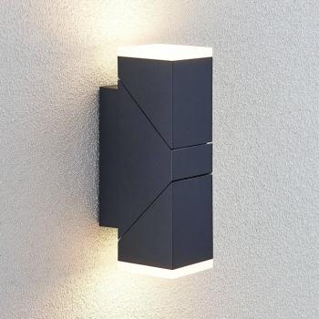 Lindby LED fali lámpa Sally, 22cm, antracit, IP54 kép