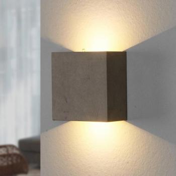 Lindby LED fali lámpa Yva, szürke, beton, 13 x 13 cm, fel/le, fel/le kép