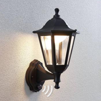 Lindby Iavo LED kültéri falilámpa, érzékelővel, fekete, 38 cm, IP44 kép