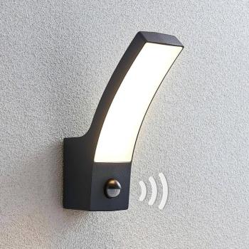 Lindby LED kültéri fali lámpa Ilvita, érzékelő, antracit, IP54 kép