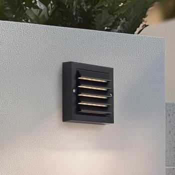 Lindby LED kültéri fali lámpa Muro, fekete, PC, 2 darabos szett kép