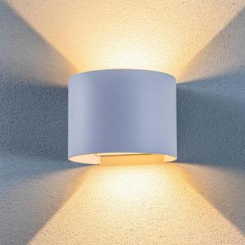 Lindby LED kültéri fali lámpa Nivar, kerek, fehér, fém, IP54 kép
