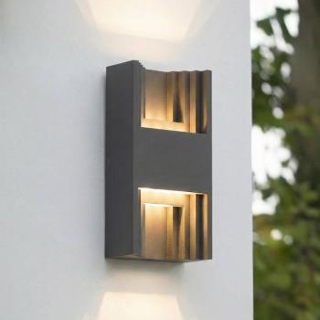 Lindby LED kültéri fali világítás Aurali, 2 izzós, fekete, IP65 kép