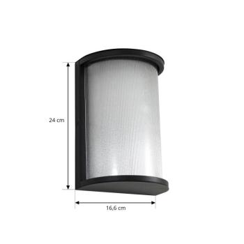 Lindby LED kültéri fali lámpa Calvik, fekete, barázdált, IP44 kép
