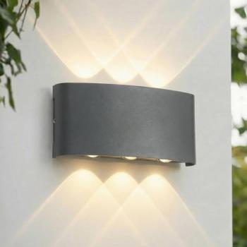 Lindby LED kültéri fali világítás Ithan, 3 izzós, antracit, 17 cm kép