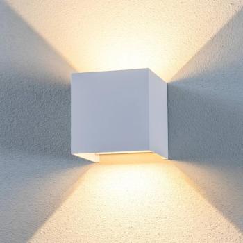 Lindby Nivar LED kültéri fali világítás, szögletes, fehér, 10 cm, IP54 kép