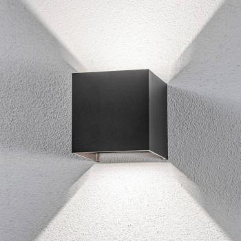 Lindby Nivar LED kültéri falilámpa, szögletes, fekete, 10 cm, IP54 kép