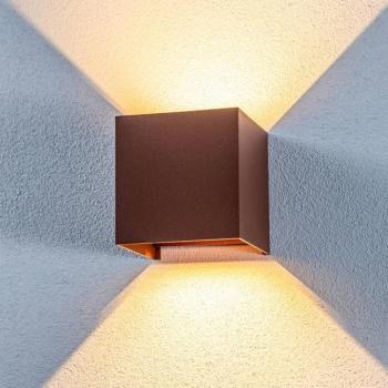 Lindby Nivar LED kültéri fali lámpa, szögletes, rozsda színű, 10 cm, IP54 kép