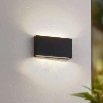 Lindby LED kültéri falilámpa Jarte, fekete, fém, 17 cm, IP54 kép