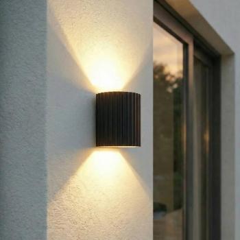 Lindby LED kültéri falilámpa Ralino, fekete, 2 izzós, IP65 kép