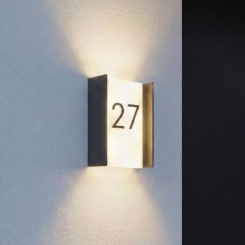Lindby LED kültéri falilámpa Selqa, házszám, antracit, IP65 kép