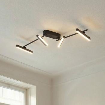 Lindby LED mennyezeti lámpa Eldrin, 4 lámpás, fekete, fényszalag kép