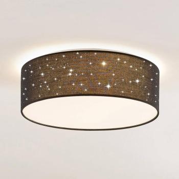 Lindby LED mennyezeti lámpa Ellamina, 40 cm, fekete, textil kép