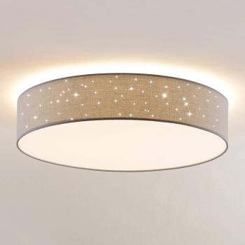 Lindby LED mennyezeti lámpa Ellamina, 60 cm, világosszürke, textil kép