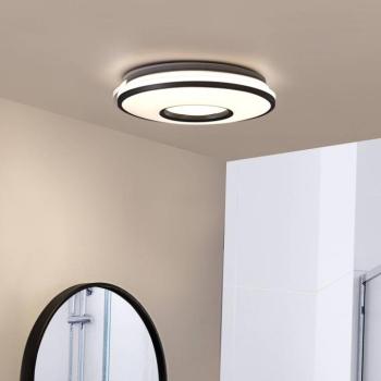 Lindby LED mennyezeti lámpa Furgo, ezüst/fehér, műanyag, IP44 kép