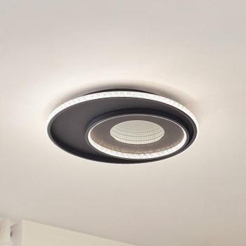 Lindby LED mennyezeti lámpa Inessa, Ø 51 cm, fekete, CCT, dimmelhető fényerő kép
