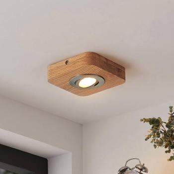 Lindby LED mennyezeti lámpa Mikari, 14 cm, fa, forgatható kép