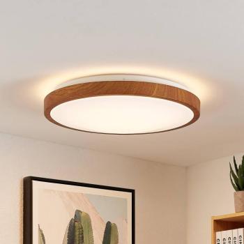 Lindby LED mennyezeti világítás Mynte, Ø42cm, faoptika, műanyag kép