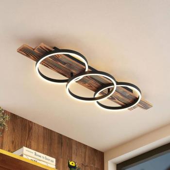 Lindby LED mennyezeti lámpa Sentoa, fa, 100 cm hosszú, 3,000 K kép