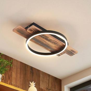 Lindby LED mennyezeti lámpa Sentoa, fa, 52,8 cm hosszú, 3.000 K kép