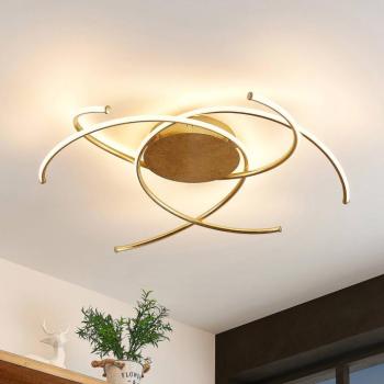 Lindby LED mennyezeti lámpa Yareli, arany, fém, Ø 70cm kép