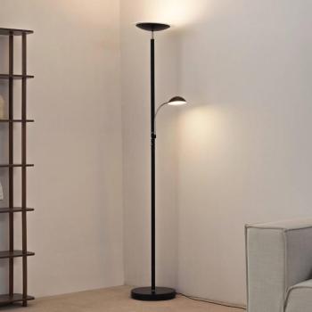 Lindby Malea LED álló lámpa, fekete, olvasólámpa, dimmelhető fényerő kép