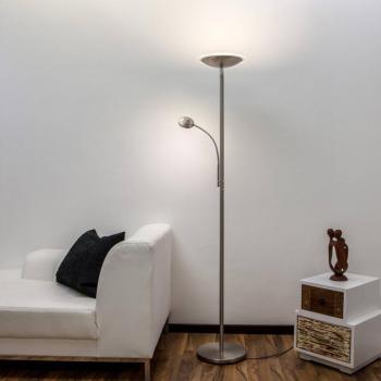 Lindby Malea LED álló lámpa, nikkel, olvasólámpa, dimmelhető kép