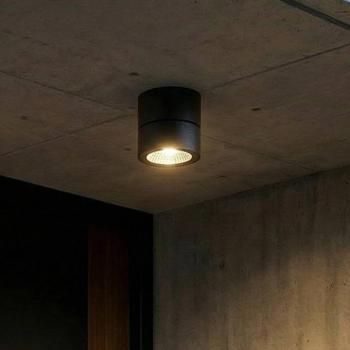 Lindby LED mennyezeti spotlámpa Nolivar, fekete, Ø 9 cm, IP54