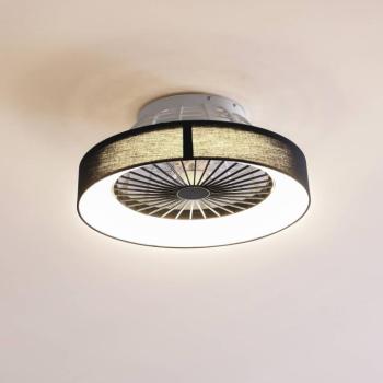 Lindby Mace LED mennyezeti ventilátor, fekete, csendes, Ø 47 cm kép