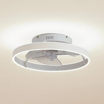 Lindby Momitu LED mennyezeti ventilátor, fehér, alumínium, Ø 50 cm kép