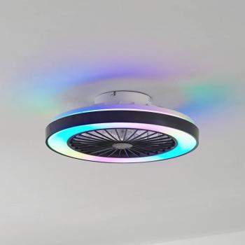 Lindby LED mennyezeti ventilátor Teleo, Ø48 cm, fekete, DC, Tuya kép