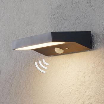 Lindby LED-es napelemes kültéri fali lámpa Maresia, érzékelő, antracit kép