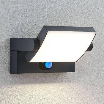 Lindby Sherin LED-es napelemes fali lámpa, antracit, érzékelővel, IP54 kép