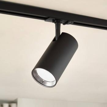 Lindby LED-sínre szerelhető spotlámpa Linaro, fekete, Ø 7 cm, alumínium, CCT