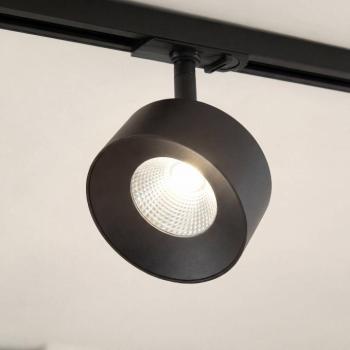 Lindby LED-sínre szerelhető spotlámpa Linaro, fekete, Ø 9,5 cm, 3000 K kép