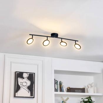 Lindby LED spotlámpa Manel, fekete, vas, 82 cm hosszú, 4.flg. kép