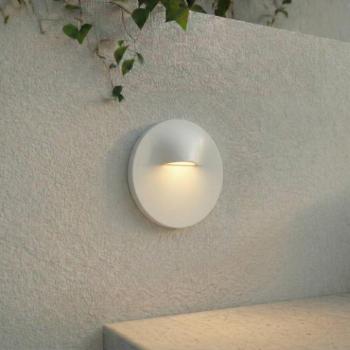 Lindby LED süllyesztett fali lámpa Alune, fehér, kerek, Ø 8 cm, IP65