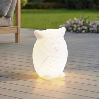 Lindby LED tölthető világítás Errol, bagoly, fehér, RGBW, IP54 kép