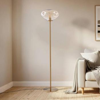 Lindby Lelia álló világítás, borostyán, üveg, fém, 150 cm kép