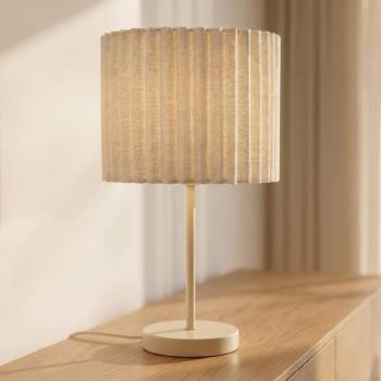 Lindby Libbie asztali világítás, magasság 45 cm, vászon, krém színű, E27 kép