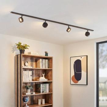 Lindby Linaro sínrendszer, átmérő 9,5 cm, 4 izzós, LED, fekete kép